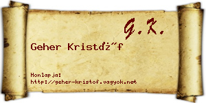 Geher Kristóf névjegykártya